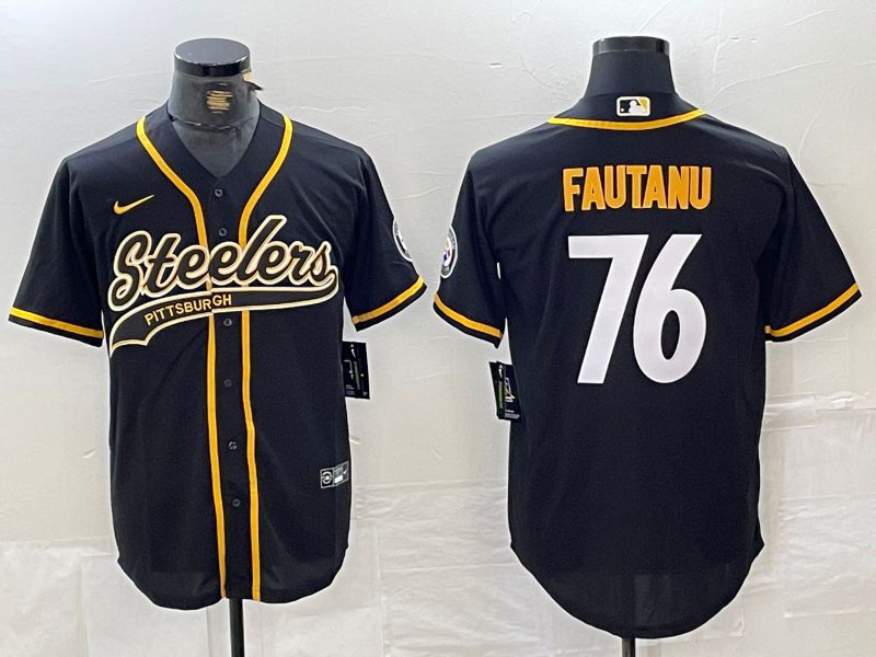 Men Pittsburgh Steelers #76 Fautanu Black Joint Name 2024 Nike Limited NFL Jersey style 1->philadelphia phillies->MLB Jersey